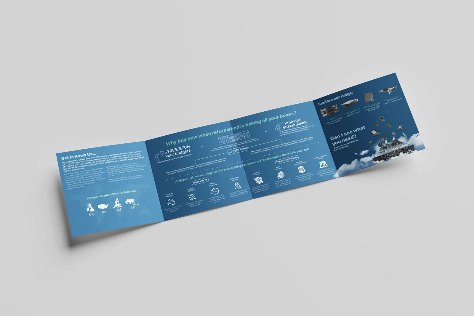 CloudFest gatefold leaflet, inside — 'Why buy new when refurbished is ticking all your boxes?'