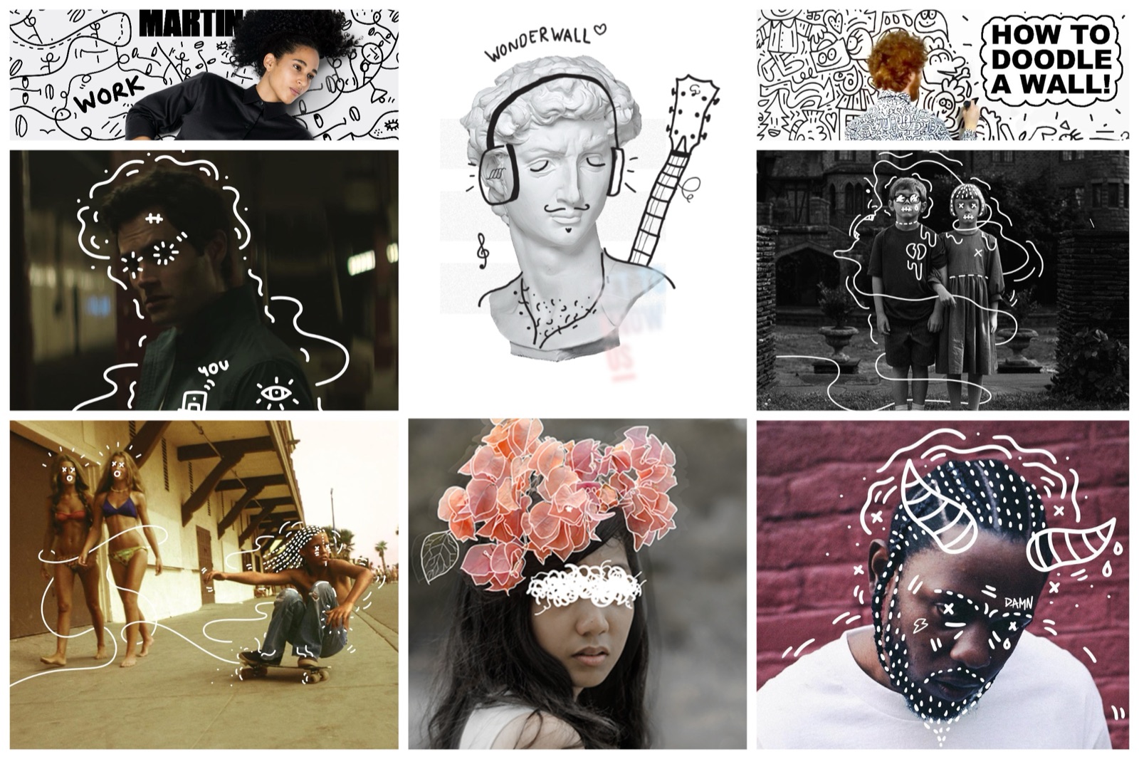 Doodle and illustration moodboard