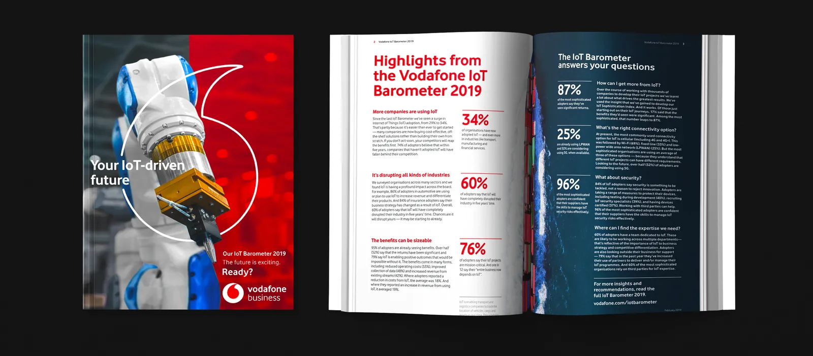 Vodafone IoT Barometer report cover, designed by Wilder Bermudez